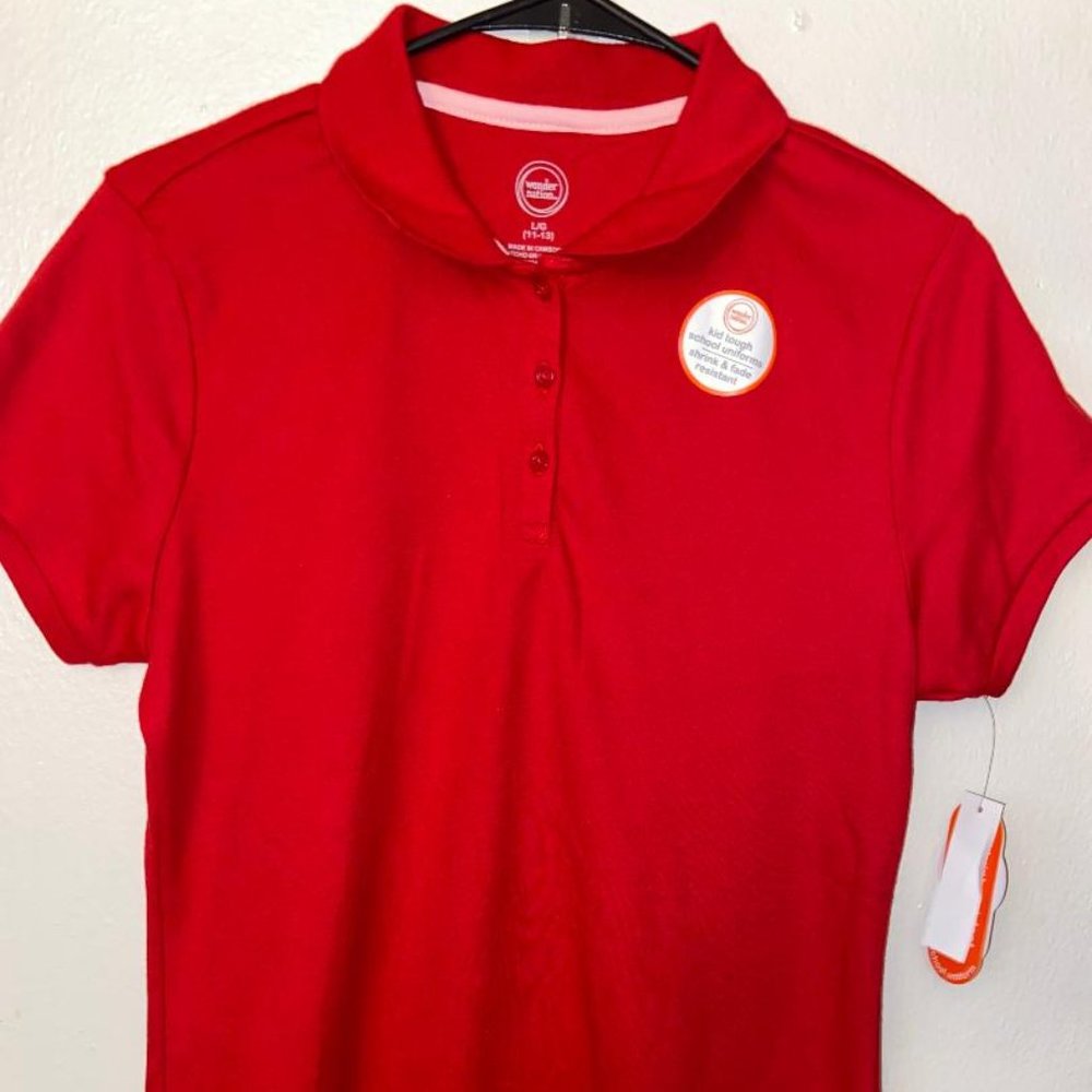 girls red polo uniform shirt